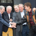 Des O'Connor, Jimmy Tarbuck, Andrew Lloyd Webber, Tommy Steele and Cliff Richard at unveiling of The London Palladium Wall of Fame