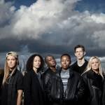 Cast of Standing at the Sky's Edge photographed against the London Skyline; Laura Pitt-Pulford, Lauryn Redding, Mel Lowe, Sharlene Hector, Elizabeth Ayodele, Samuel Jordan, Rachael Wooding and Joel Harper Jackson